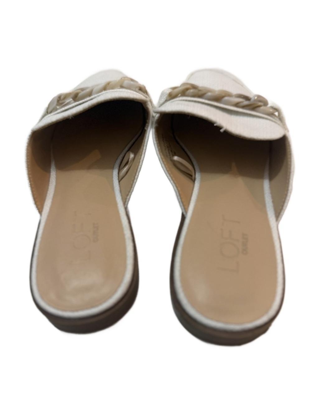 Loft Women's White Slip-On resin chain Trim Loafers. 7 - Picture 2 of 4